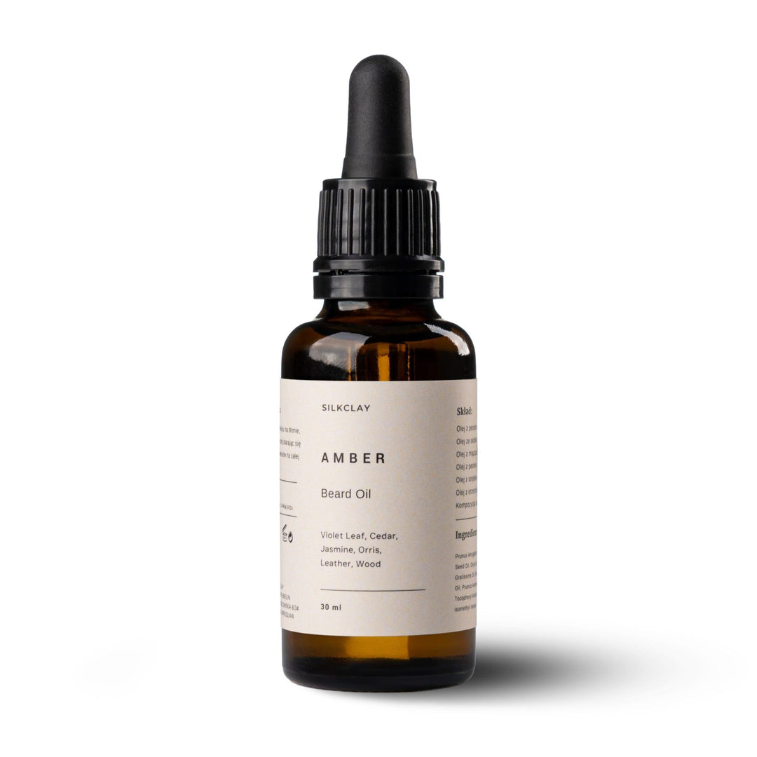 SILKCLAY Amber Bartöl und Gesichtshautöl Beard Oil aus 6 Ölen nährt und revitalisiert 30 ml Zedernho