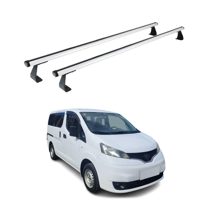 Dachträger Gepäckträger Relingträger kompatibel mit Nissan NV200 2010-2023 Alu Silber 2 TLG