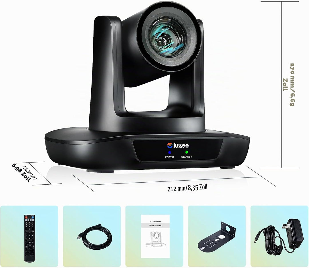 AI PTZ Kamera 30X Optischer Zoom mit USB/HDMI/3G-SDI/RJ45 IP Live-Streaming Kamera KI-Auto-Tracking