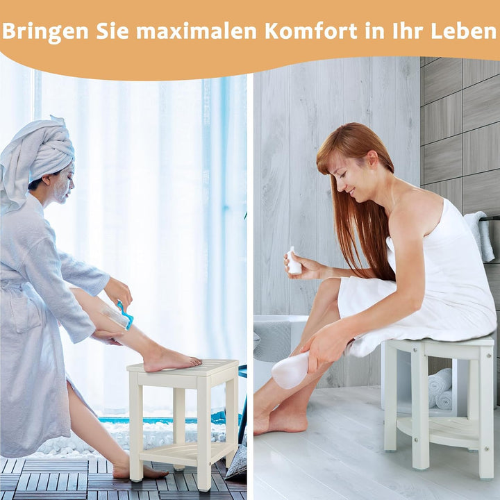 GOPLUS Eck-Badhocker mit Ablage, Duschbank Fächerform, Duschhocker für badzimmer, Balkon, bis 150 kg