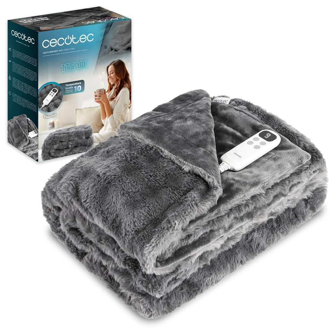 Cecotec Heizdecke HeatConfort Noa, 160 x 130 cm, 115 W, 10 einstellbare Temperaturstufen, Abnehmbare