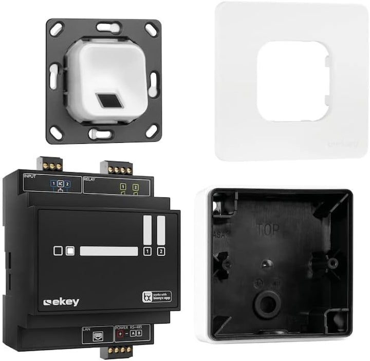 EKEY 203705 xLine Fingerprintset (Fingerprint Weiss, Kunststoffrahmen Weiss, Aufputzgehäuse, Control