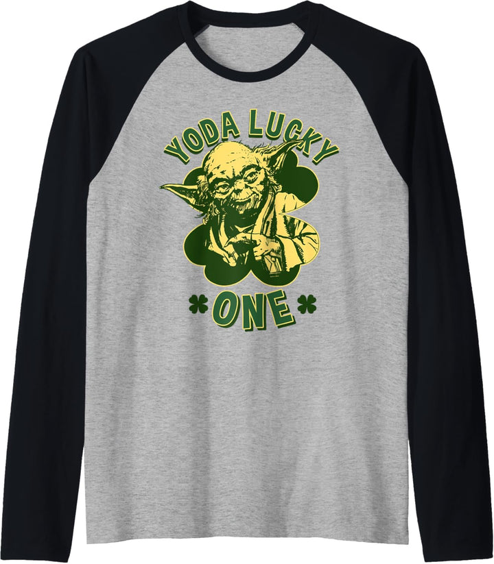 Star Wars Yoda Lucky One Retro St Patrick's Day Raglan