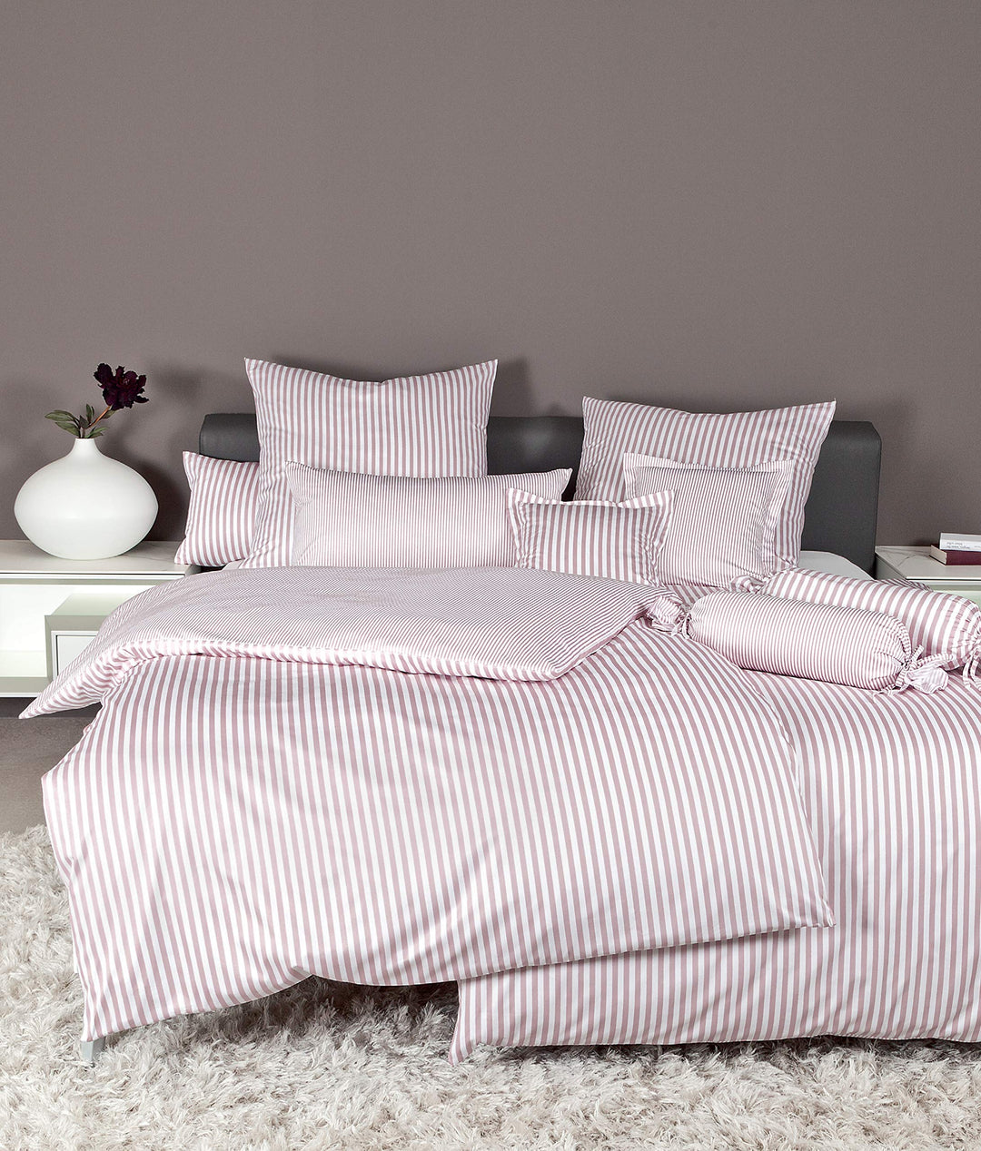 Janine 3912 Mako Seidensatin Wendebettwäsche modernclassic 155x200 cm + 80x80 cm kreiderose 155 cm x