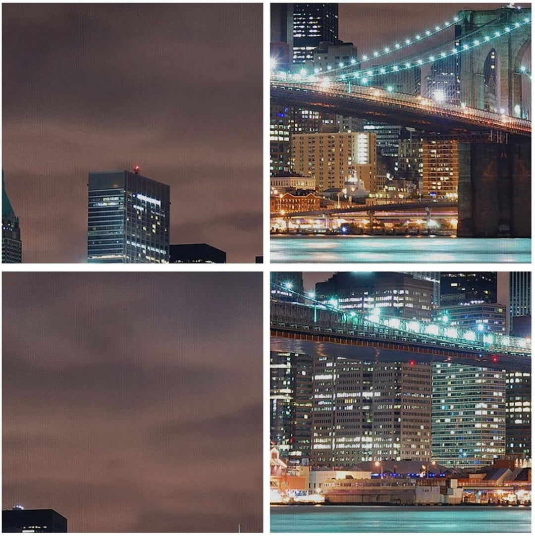 Bilder auf Leinwand Stadt Brücke Wolkenkratzer Leinwandbild 70x50cm Wandbilder Dekoration Wohnzimmer