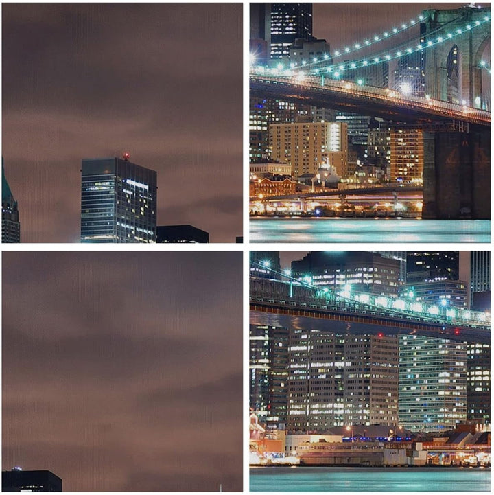 Bilder auf Leinwand Stadt Brücke Wolkenkratzer Leinwandbild 70x50cm Wandbilder Dekoration Wohnzimmer