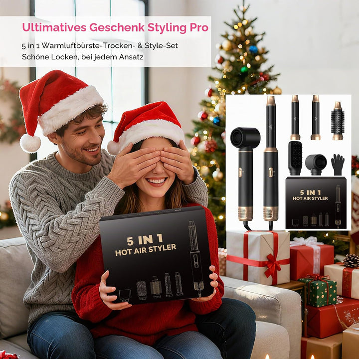 Atopskins 5 in 1 Hairstyler mit Lockenstab mit Luft Links/Rechts, 1000W Airstyler Hair Styler Set mi