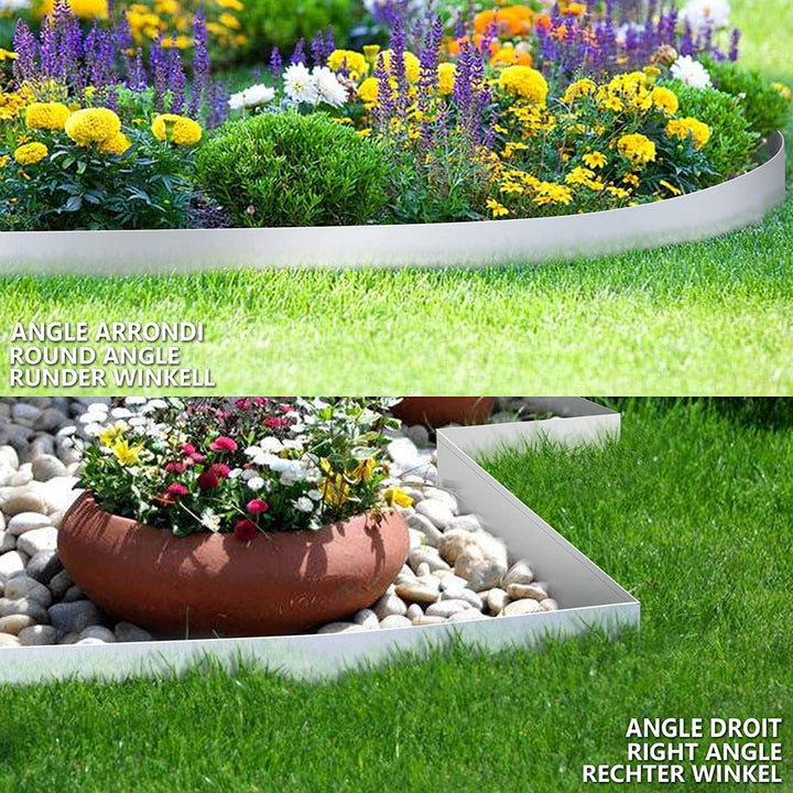 VOUNOT Rasenkante verzinkt Metall 20m, verzinkt Beeteinfassung Beetumrandung Mähkante, Länge 100cm H