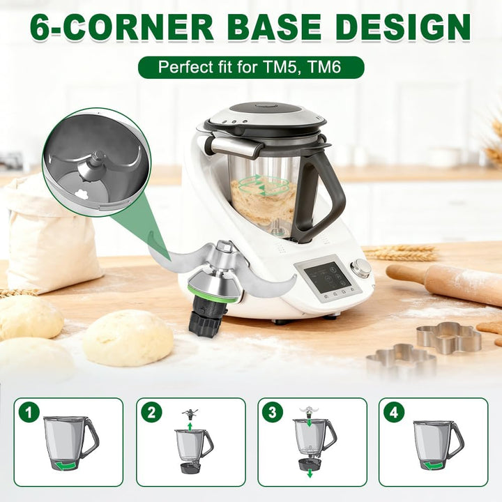 Teigmesser für Thermomix TM6 TM5, Ersatzteile Teigmischmesser für Thermomix, Edelstahl Teigmischmess