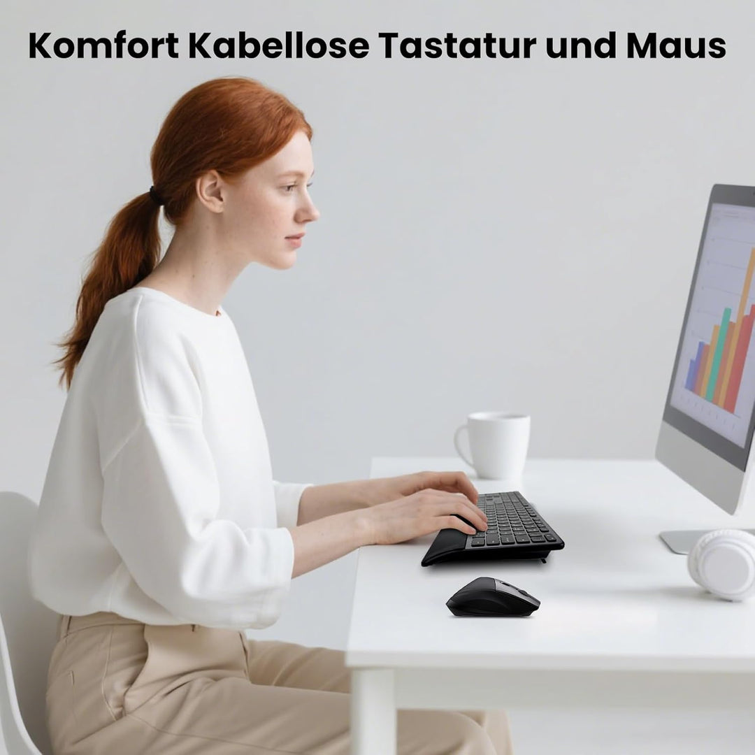 CITLLA Upgrade M9100 Kabellose Tastatur Maus Wiederaufladbare Ergonomische Tastatur mit Hintergrundb