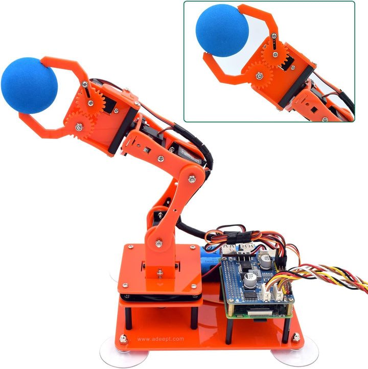 Adeept 5-DOF Roboterarm-Set für Raspberry Pi 4 B 3 B+ B A+, programmierbare DIY-Codierung STEM Educa