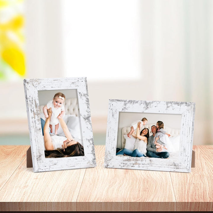Vintage-Weiss Bilderrahmen 10x15 CM 7er-Set, Vintage-Stil ideal für Wand- und Tischaufstellung im Wo