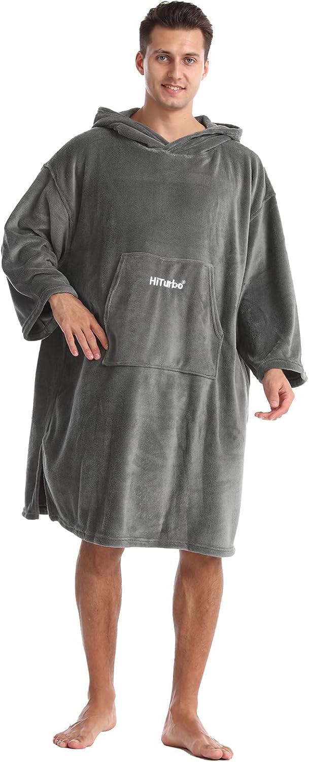 Hiturbo Bademantel, Damen Herren Robe, Unisex, Einheitsgrösse, Warmer Weicher Fleece Mogenmantel mit