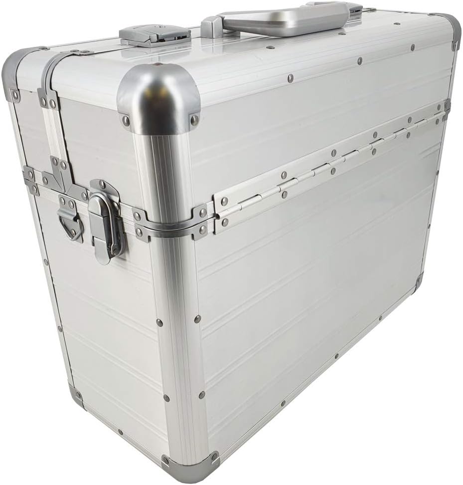 Pilotenkoffer mit Tragegurt von SONOVO aus Aluminium in Silber 45161 | Alukoffer, Aktenkoffer, Busin