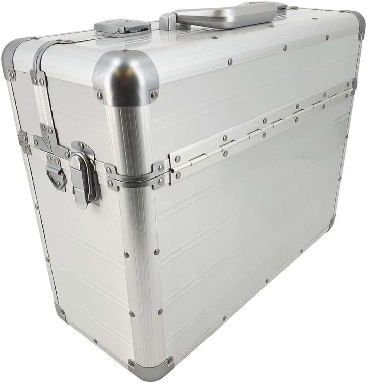 Pilotenkoffer mit Tragegurt von SONOVO aus Aluminium in Silber 45161 | Alukoffer, Aktenkoffer, Busin