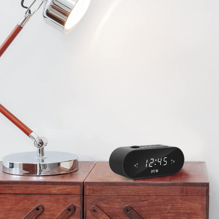 SPC Frodi Max - Kompakter Radiowecker mit einstellbarem Zeitprojektor, grosser Schlummer-/Schlaftast