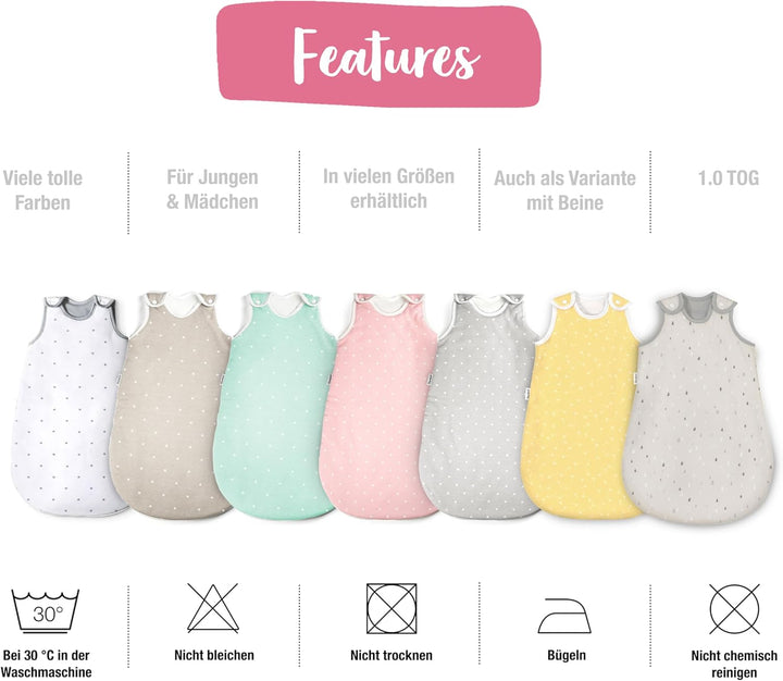 Ehrenkind® Baby Sommerschlafsack Rund | Bio-Baumwolle | Oeko-TEX® Sommer Schlafsack Baby Verschieden