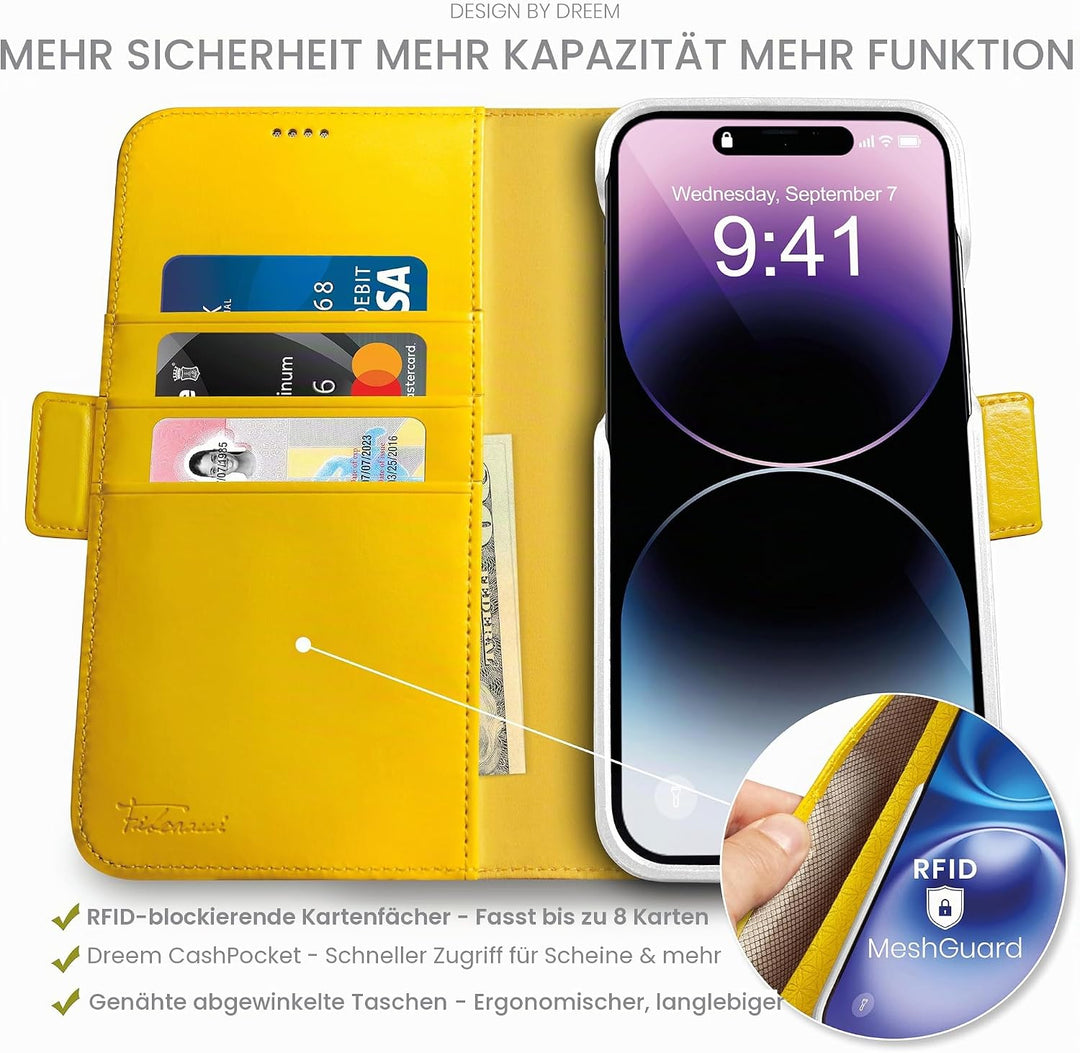 Dreem Fibonacci iPhone 14 Plus Brieftaschen-Etui / 2-in-1 stossfestes Etui und abnehmbares Folio aus