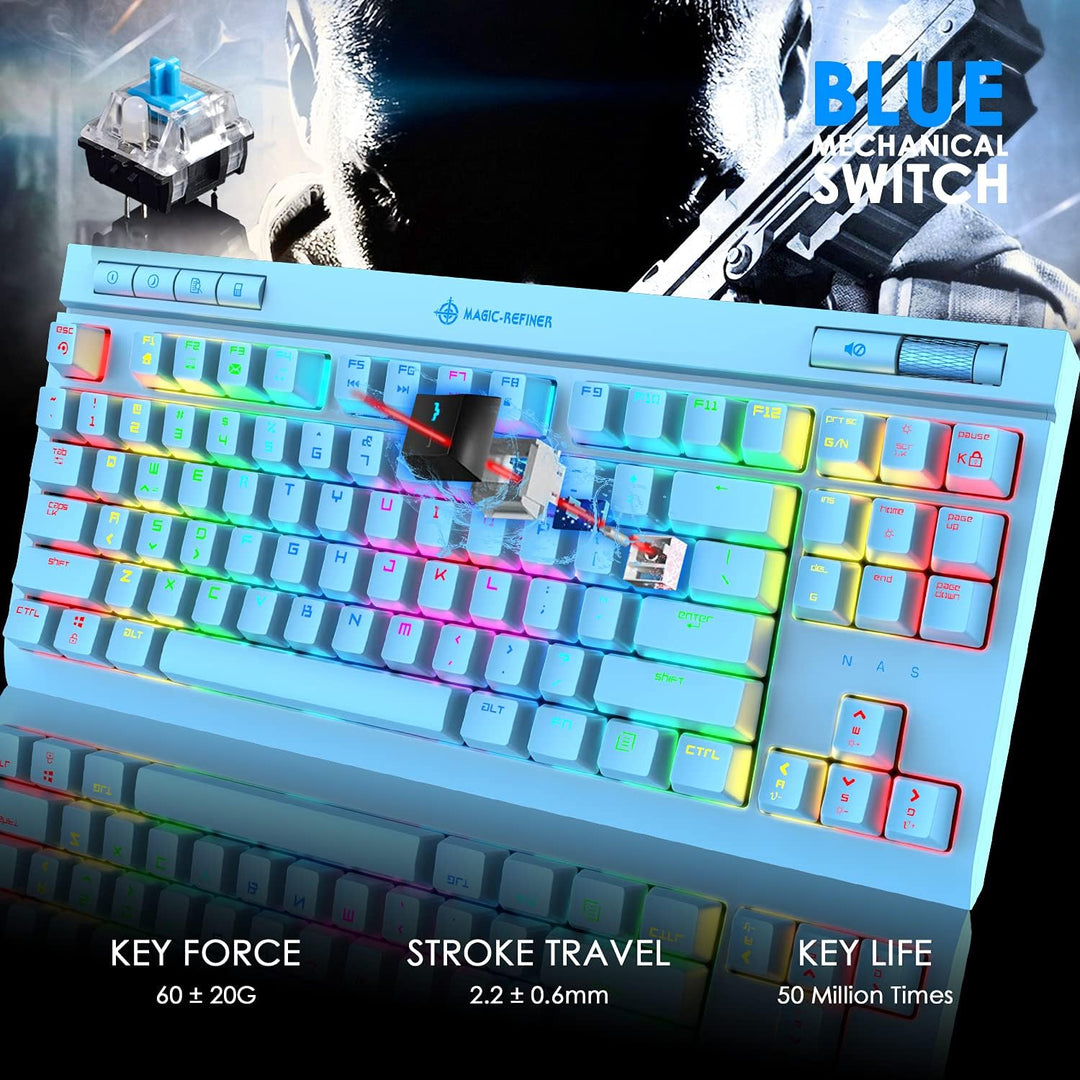 TKL – Gaming-Tastatur, 18 Chroma-RGB-beleuchtete mechanische Tastatur mit LED-Hintergrundbeleuchtung