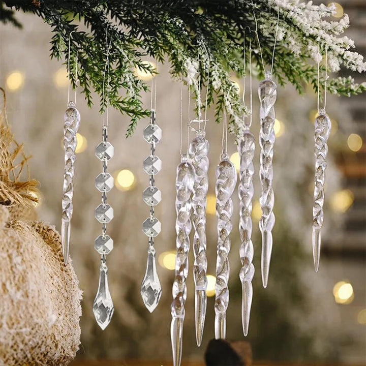 36 Stück Christbaumschmuck Eiszapfen Deko Weihnachtsbaumschmuck Glas Eiszapfen Anhänger Baumschmuck