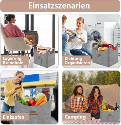 YRHome 2er Brennholzkorb Holzkorb für Kaminholz Extradickem Kaminholzkorb feuerholzkorb Gross Kaminh