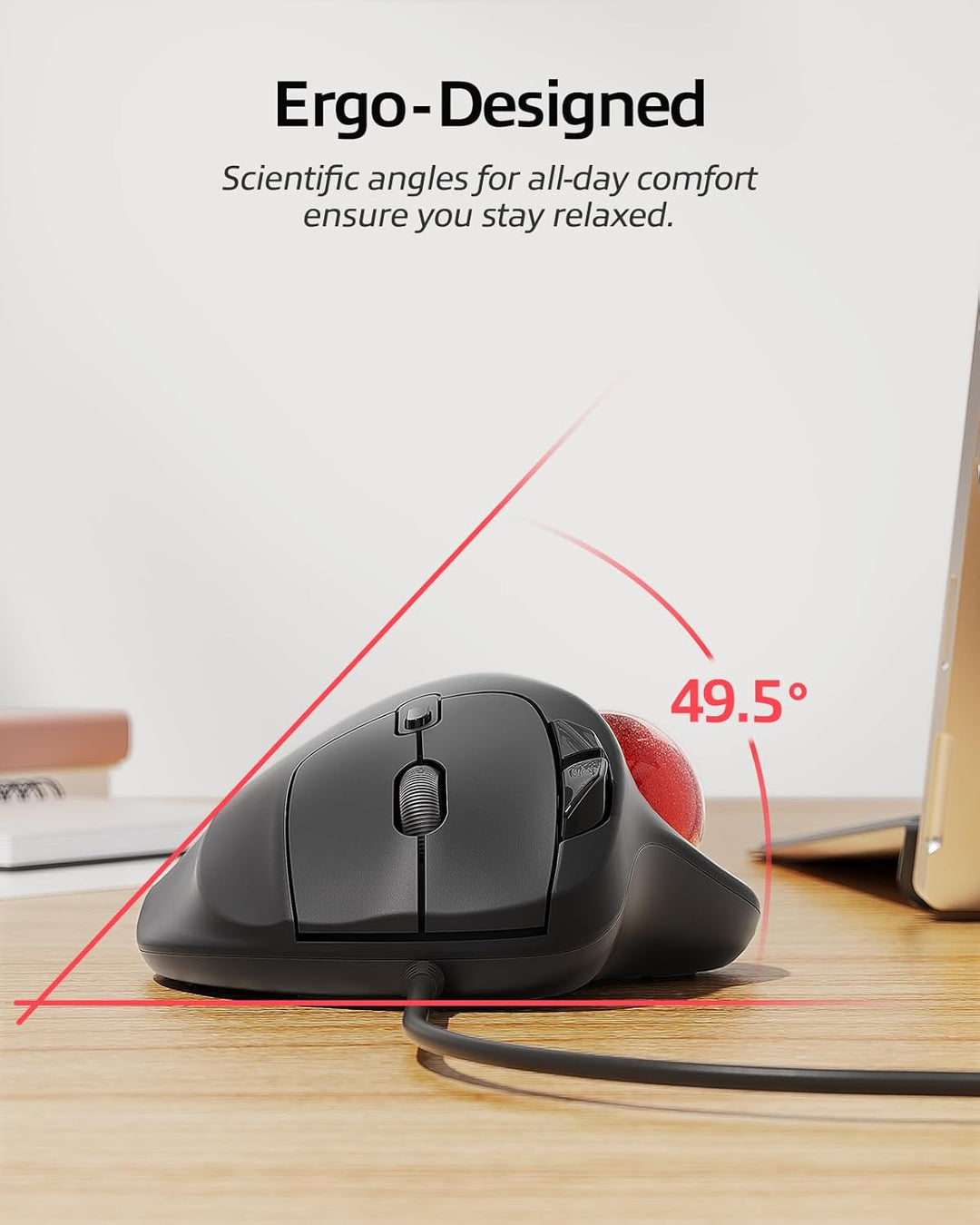 Nulea M509 Trackball Maus verdrahtet, Ergonomisches Design, Einfache Daumenkontrolle, Präzise und re