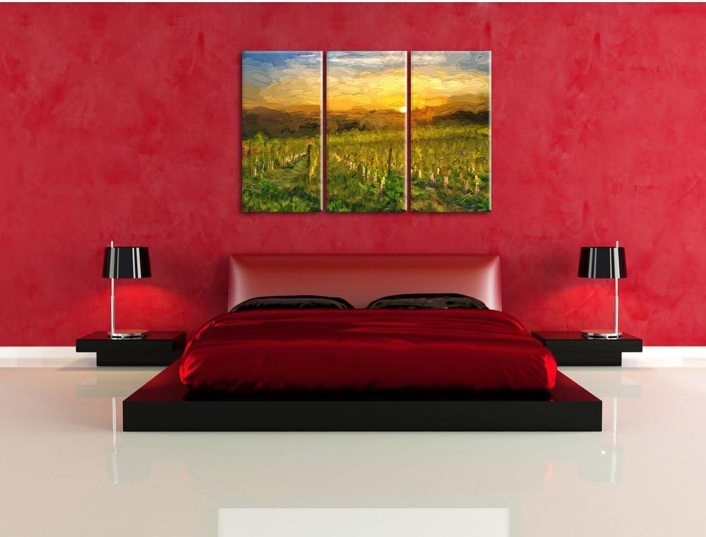 Pixxprint Weinberg in Bergerac Frankreich / 3-Teilig/Gesamtmass 120cm Leinwandbild bespannt auf Holz