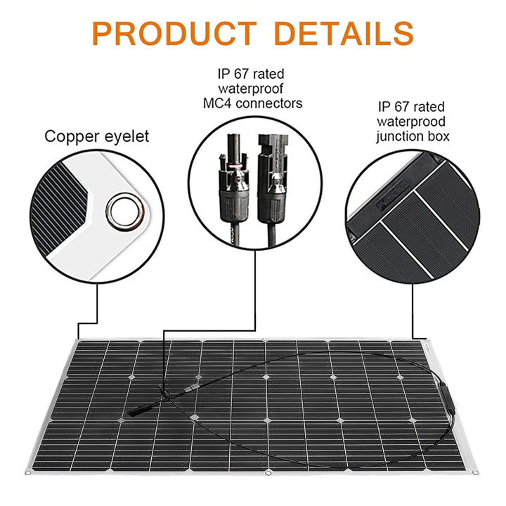 500W 12V Flexibel Solarpanel 5x100W 18V Monokristalline Photovoltaik Solarmodule für Batterien, Wohn