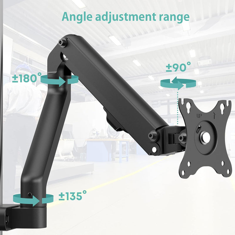 WORLDLIFT Pfostenhalterung für Bildschirme mit mechanischer Feder, einfache VESA-Befestigung für 17"