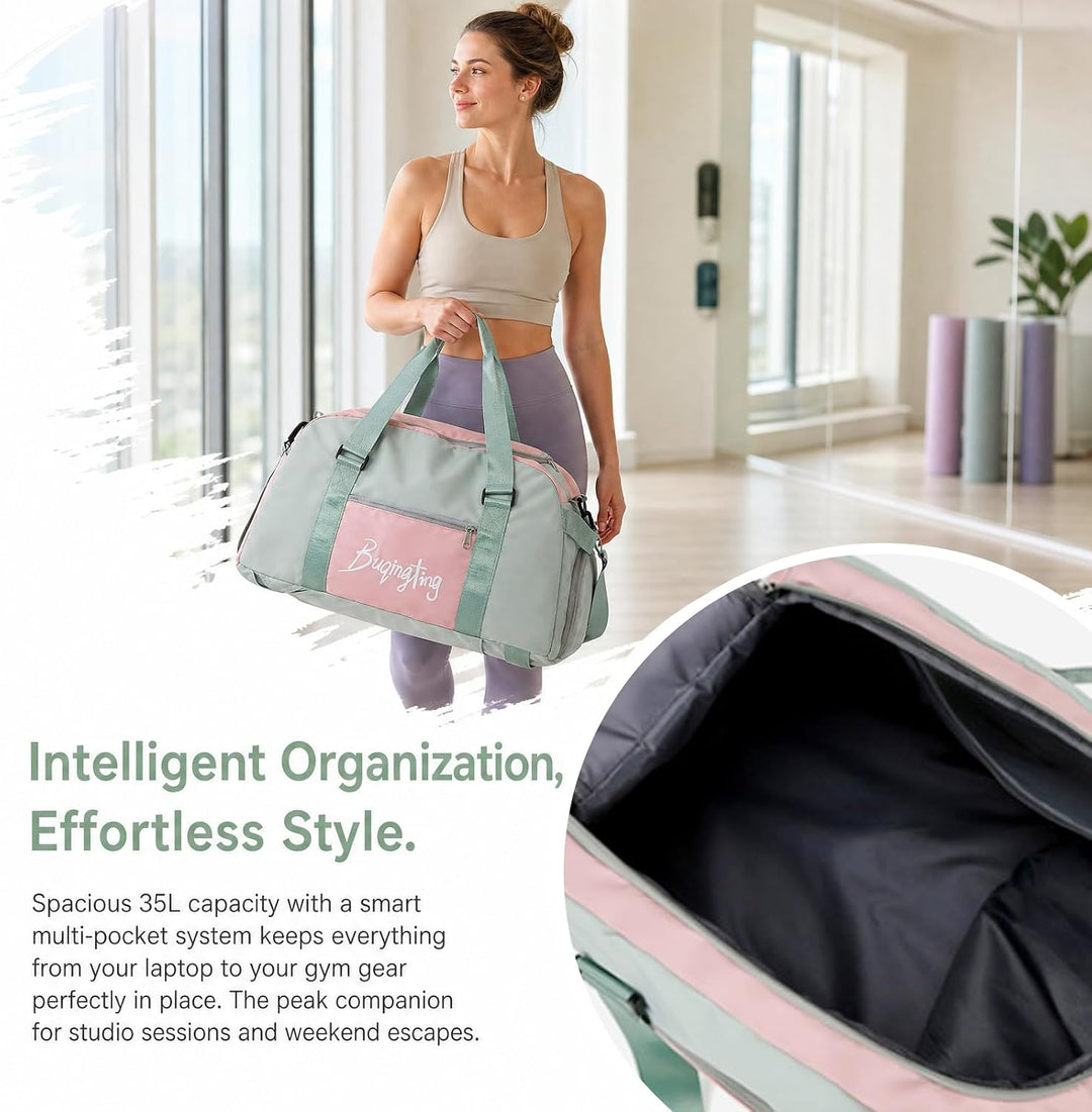 Sporttasche Damen Herren 35L Reisetasche mit Schuhfach und Nassfach Wasserdicht Gym Bag Trainingstas