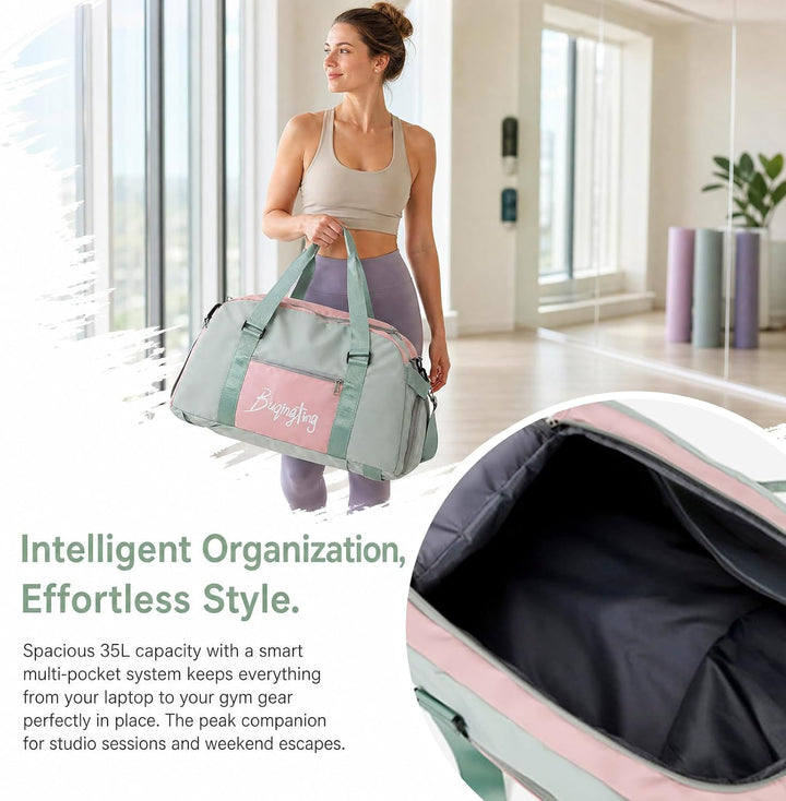 Sporttasche Damen Herren 35L Reisetasche mit Schuhfach und Nassfach Wasserdicht Gym Bag Trainingstas