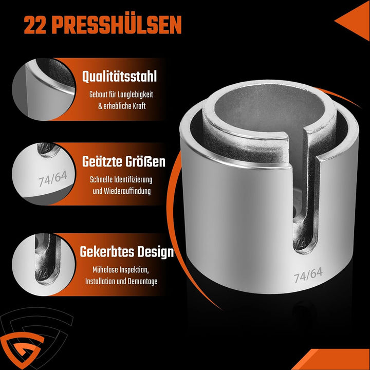 27tlg Radlager Abzieher Set, Silentlager Abzieher Werkzeug Gummibuchsen Druckhülsen Set mit Aufbewah