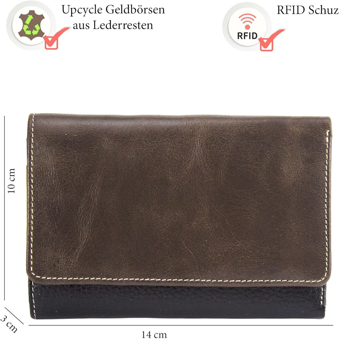 Sunsa Geldbörse. Damen grosse Geldbeutel. Leder Portemonnaie mit RFID Schutz. Brieftasche mit viele