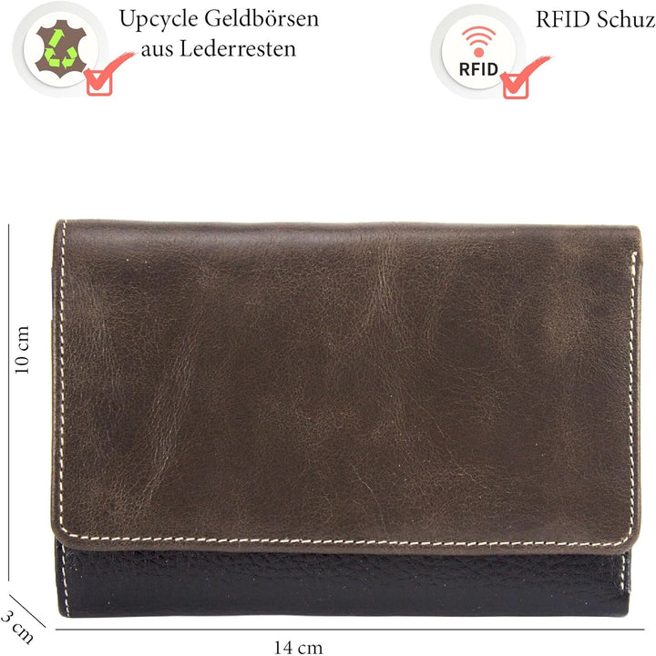 Sunsa Geldbörse. Damen grosse Geldbeutel. Leder Portemonnaie mit RFID Schutz. Brieftasche mit viele