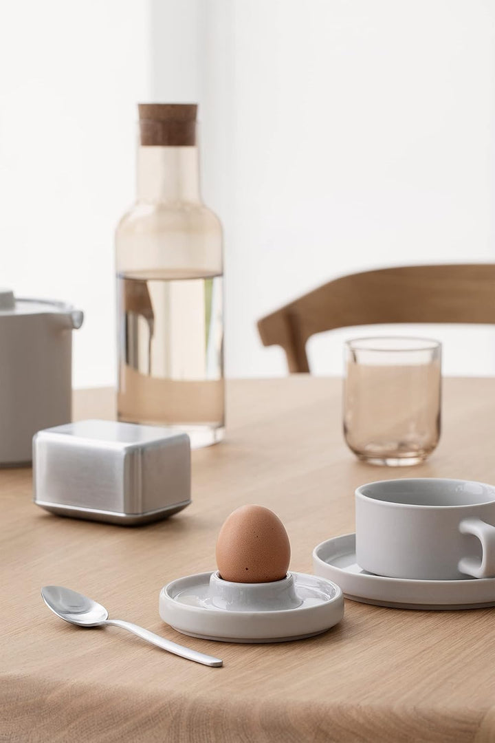 blomus -PILAR- 2er Set Keramik Eierbecher mit Ablage, Eierhalter, Eierständer, stapelbar, Farbe Pewt