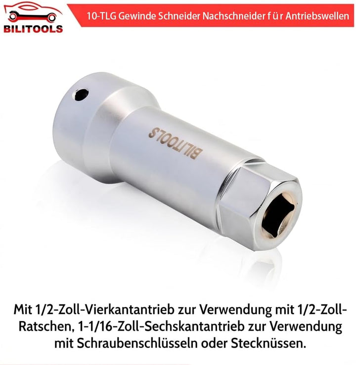 BILITOOLS 10-TLG Gewinde Schneider Nachschneider für Antriebswellen, Radbolzen Gewinde Nachschneider
