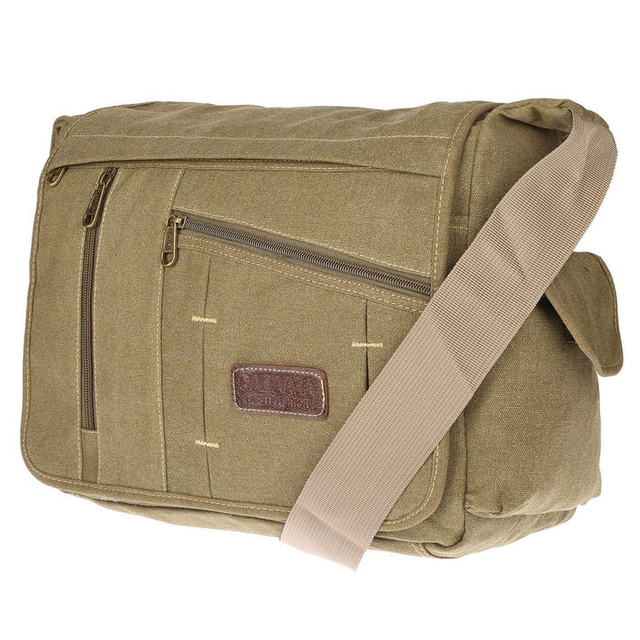 Christian Wippermann grosse XL Herren Damen Tasche Umhängetasche Canvas Messenger Bag Grün, Grün