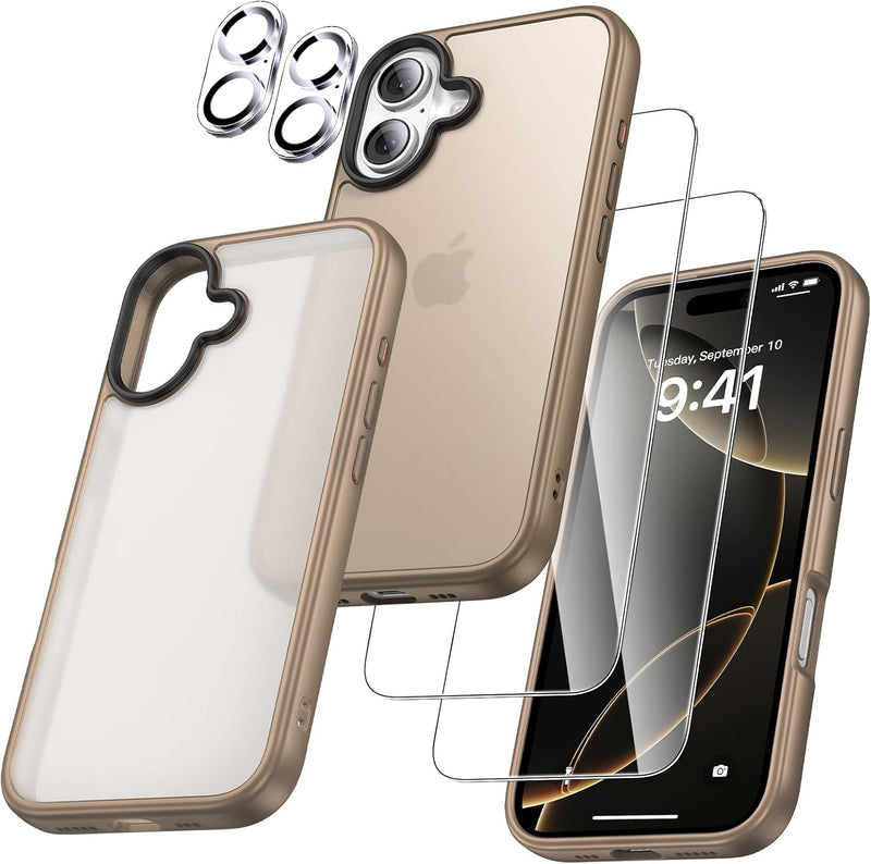 UniqueMe für iPhone 16 Hülle, 5-in-1-Set Handyhülle für iPhone 16 Case Rundumschutz Schutzhülle Cove