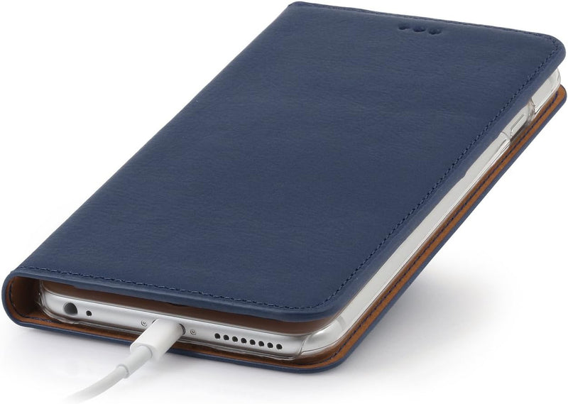 STILGUT Leder-Hülle kompatibel mit iPhone 6s Plus Wallet-Case, Italian Series: dunkelblau, Dunkelbla