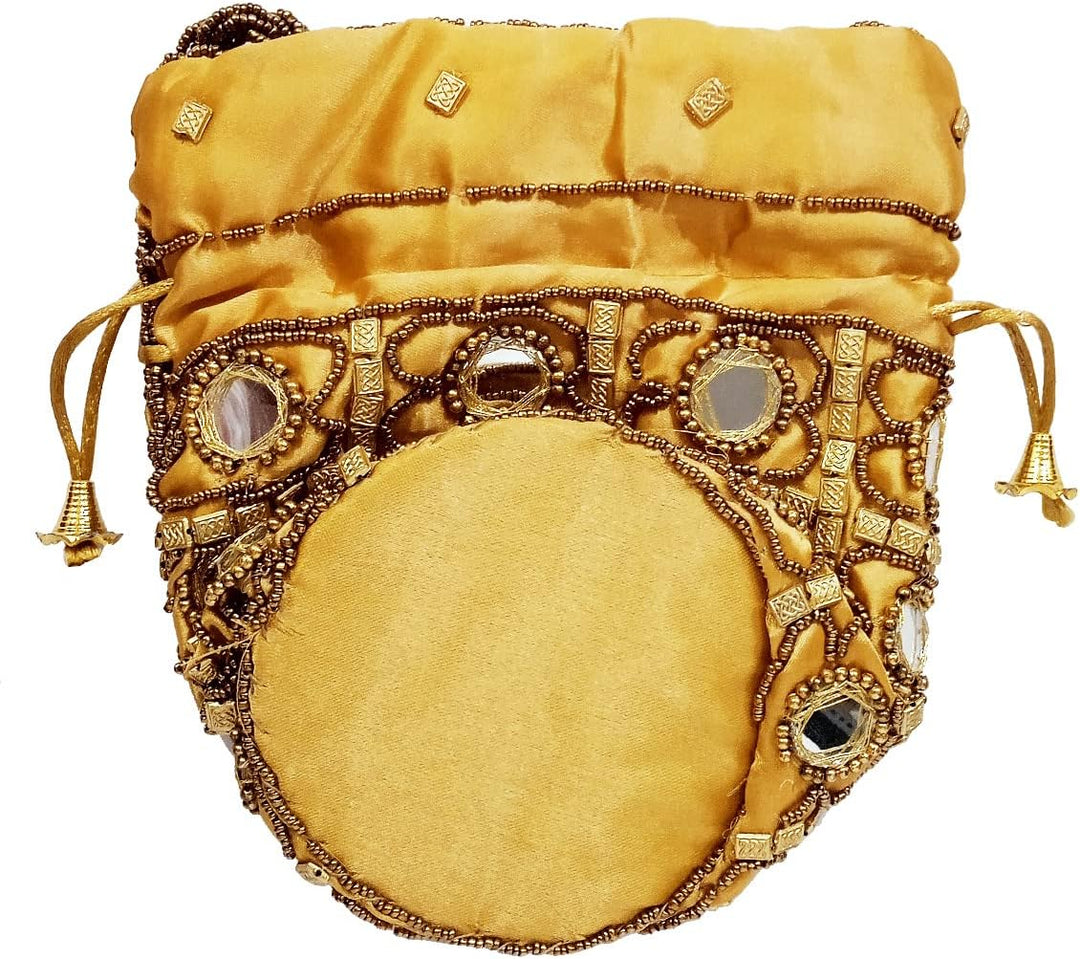 Purpledip Potli Bags Drawstring Purse (Potli02$) Einheitsgrösse Gold, Einheitsgröße Gold