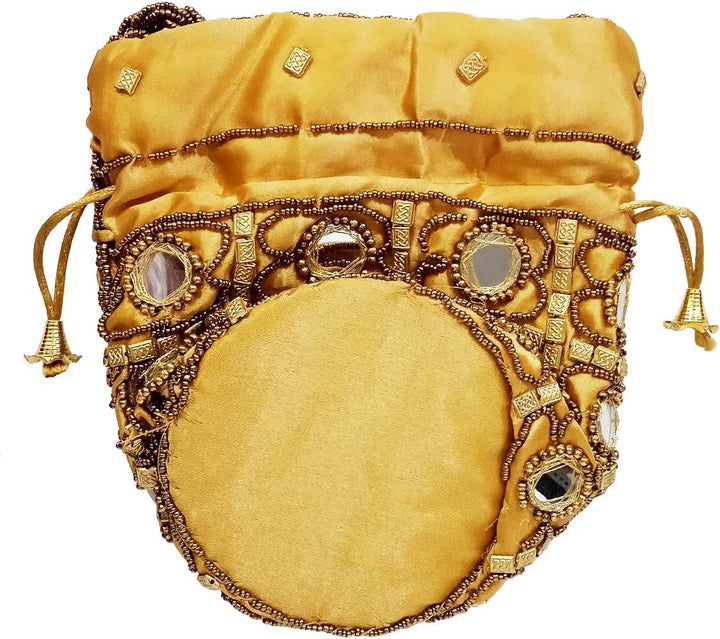 Purpledip Potli Bags Drawstring Purse (Potli02$) Einheitsgrösse Gold, Einheitsgröße Gold