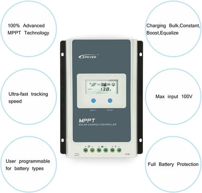 EPEVER Tracer 3210 AN MPPT Solar Laderegler 12V 24V DC Automatische Identifizierung mit LCD-Display