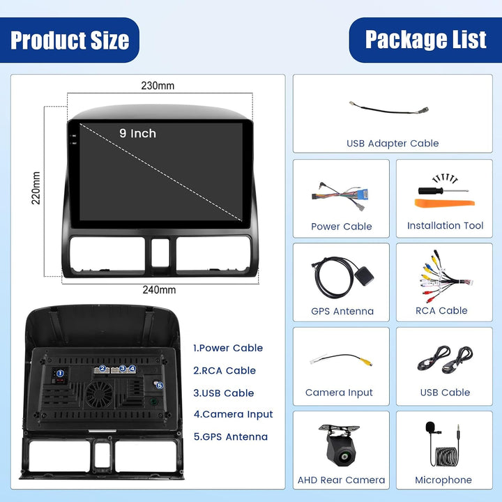 [4G+128G] Inefala Android 15 Autoradio für Honda CRV 2002-2006 mit Wireless Carplay Android, 9 Zoll