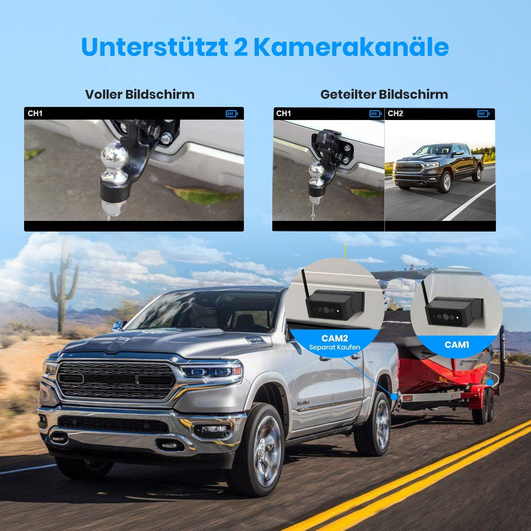 AUTO-VOX Solar Echt Kabellos Rückfahrkamera Set mit IR Nachtsicht, 1080P Funk Digital Rückfahrkamera