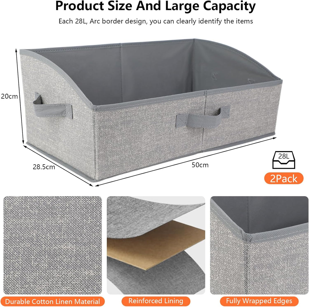 AiQInu Aufbewahrungsbox 2 Stück mit Griffen 28L,Faltbare Aufbewahrungskorb stoff 50x28.5x20cm,Grosse