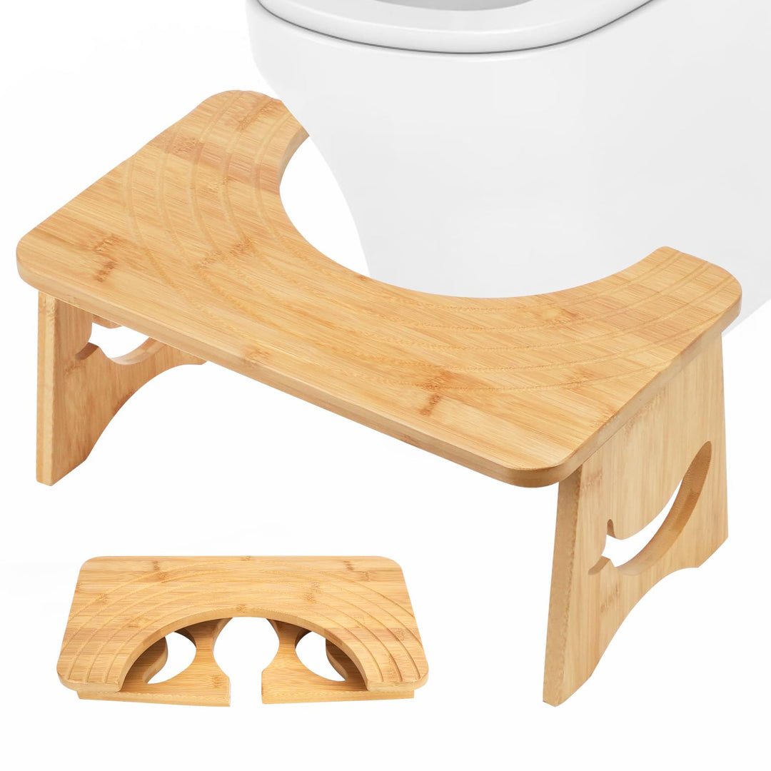 Bambus Toilettenhocker für das Badezimmer, klappbar Badhocker WC Hocker für Erwachsene, Klohocker Fa