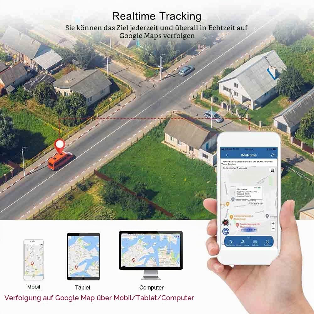 Winnes 4G GPS Tracker Auto Ohne ABO 20000mAh,240 Tage Standby, TK905C GPS Tracker Echtzeit-Ortung mi