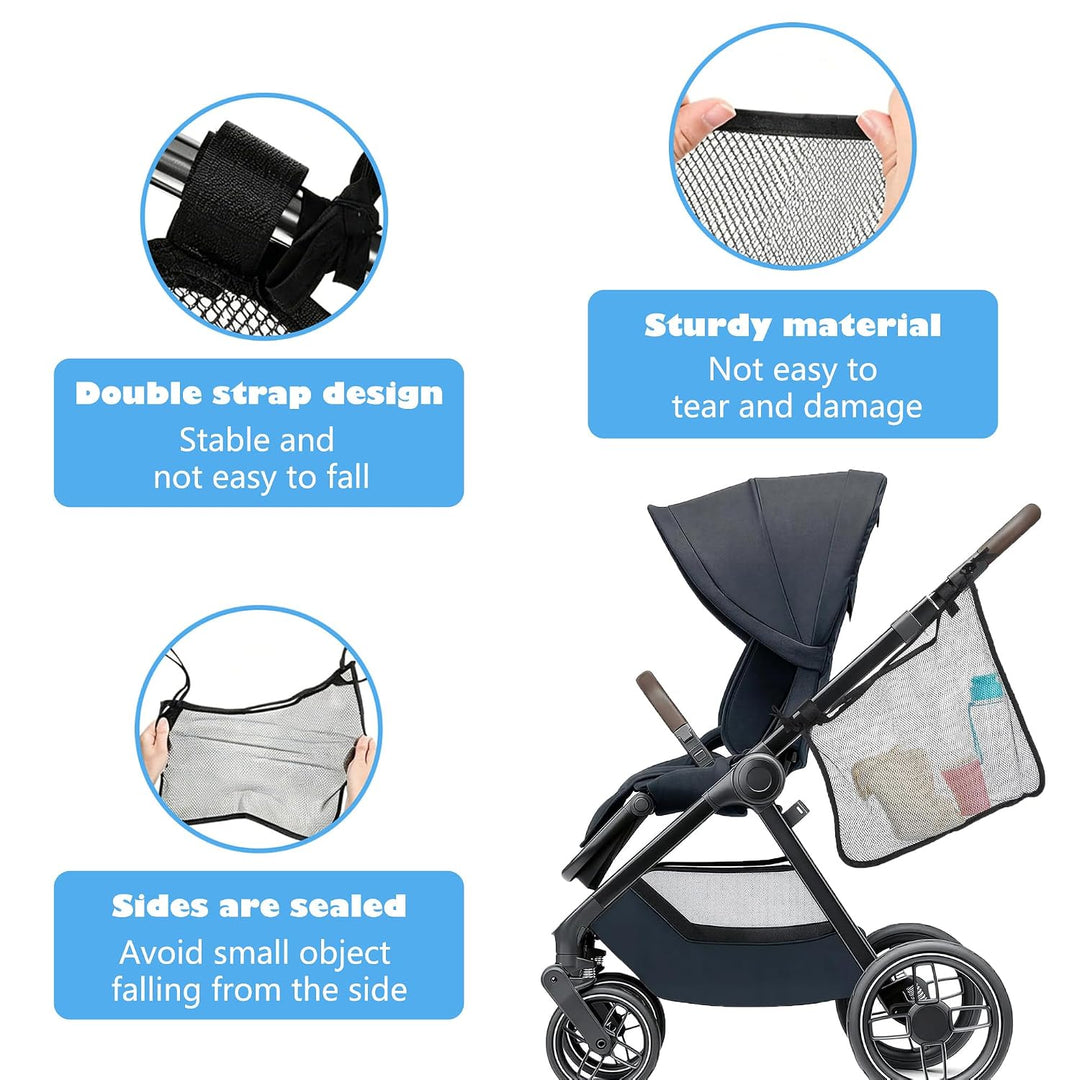 2 Stück Kinderwagen Seitentasche Organizer 40x38x38x26 cm Aufbewahrungstasche mit verstellbaren Riem