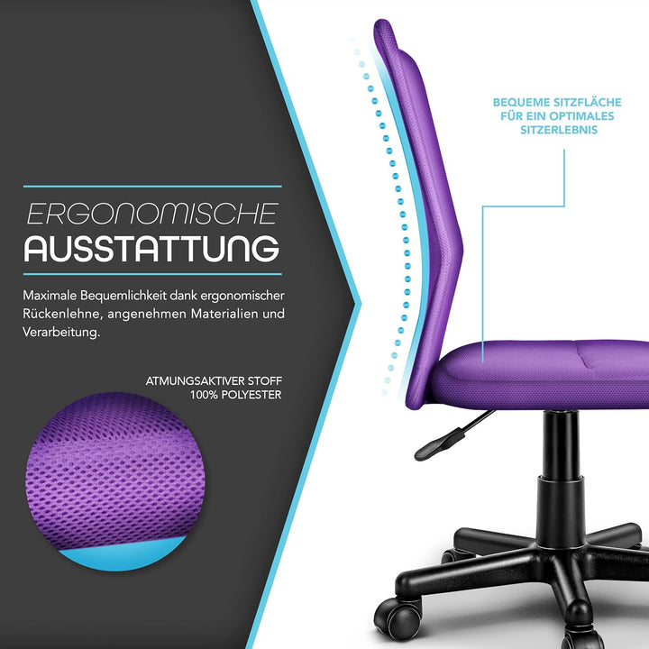 TRESKO Bürostuhl Schreibtischstuhl Drehstuhl, mit Kunststoff-Leichtlaufrollen, stufenlos höhenverste