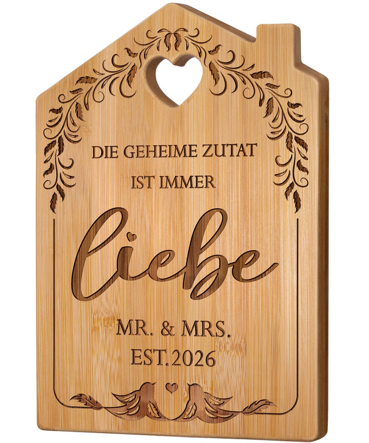 Hochzeitsgeschenke für Brautpaar - Graviertes Bambus Schneidebrett, Geschenk Hochzeit 2026, Hochzeit